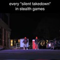 Silent takedown in stealth games