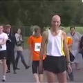 Backwards running competition but the video is in reverse