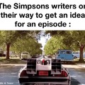The Simpsons writers on their way to get an idea