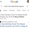 5yo finds a bag of meth as a Kinder surprise toy