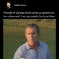 After the 9/11 attacks, U.S. President George W. Bush made a poignant statement before showing off his fantastic golfing skills