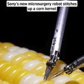 New Sony microsurgical robot stiches together a corn kernel