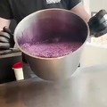Purple candy being made