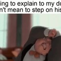 trying to explain to the dog