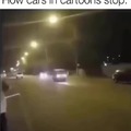 How cars in cartoons stop