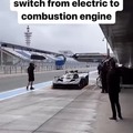 Race cars switch from electric to combustion engine