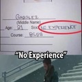 "Sexo: sem experiência."