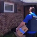 Amazon driver steals package right after delivering it.