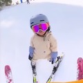 Wholesome dad daughter ski teaching