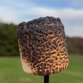 Removing the roasted part of a marshmallow.