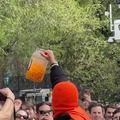 Hundreds of people gathered in Union Square, New York, to witness @cheeseballman427 to eat an entire jar of cheese balls