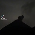 Lightning striking a volcano