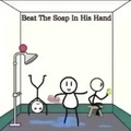 Beat the soap in his hand