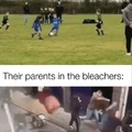 Kids playing football, meanwhile the parents