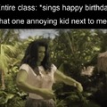 Entire class: sings happy birthday