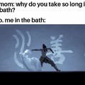 Me in the bath controlling the water